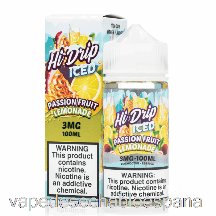 Vape Desechable España Maracuyá Limonada Hielo - E-líquido De Alto Goteo - 100ml 0mg